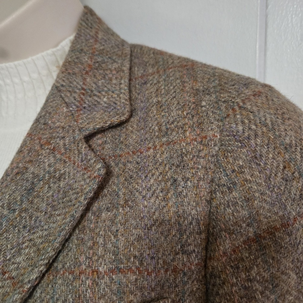 Vintage L.L. Bean Beige Wool Tweed Blazer Tailored Preppy Jacket Made in USA - Picture 3 of 9